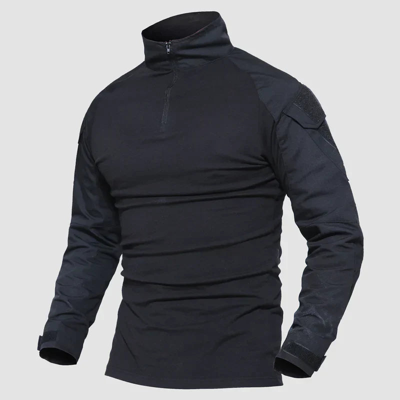 Men's 1/4 Zip Tactical Military Shirt with Pockets