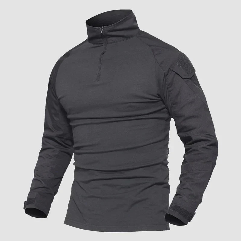 Men's 1/4 Zip Tactical Military Shirt with Pockets