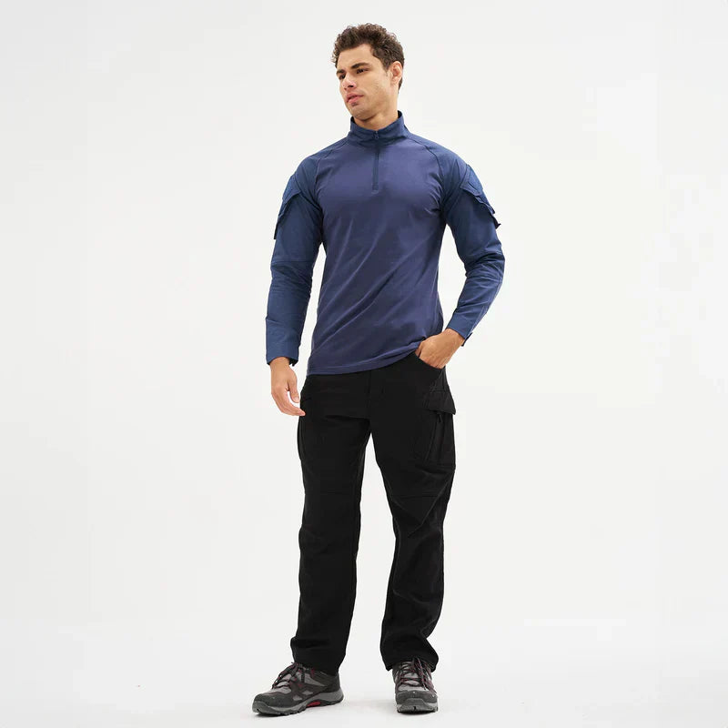 Men's 1/4 Zip Tactical Military Shirt with Pockets